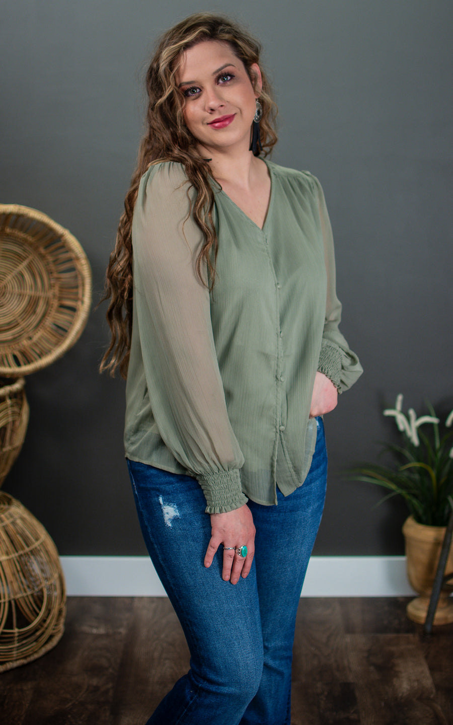 Glow Up Button Blouse