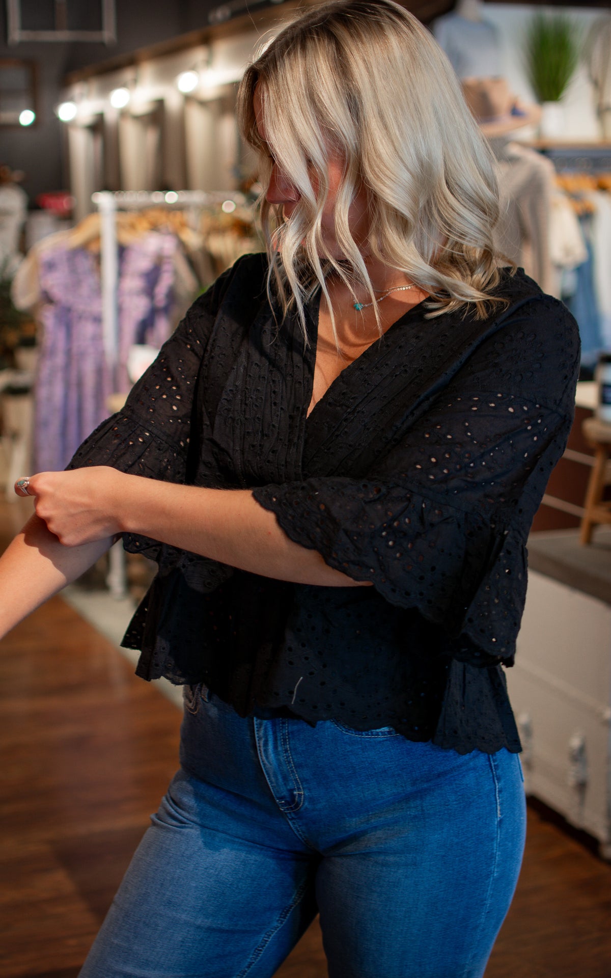 Pearl Pop Eyelet Top