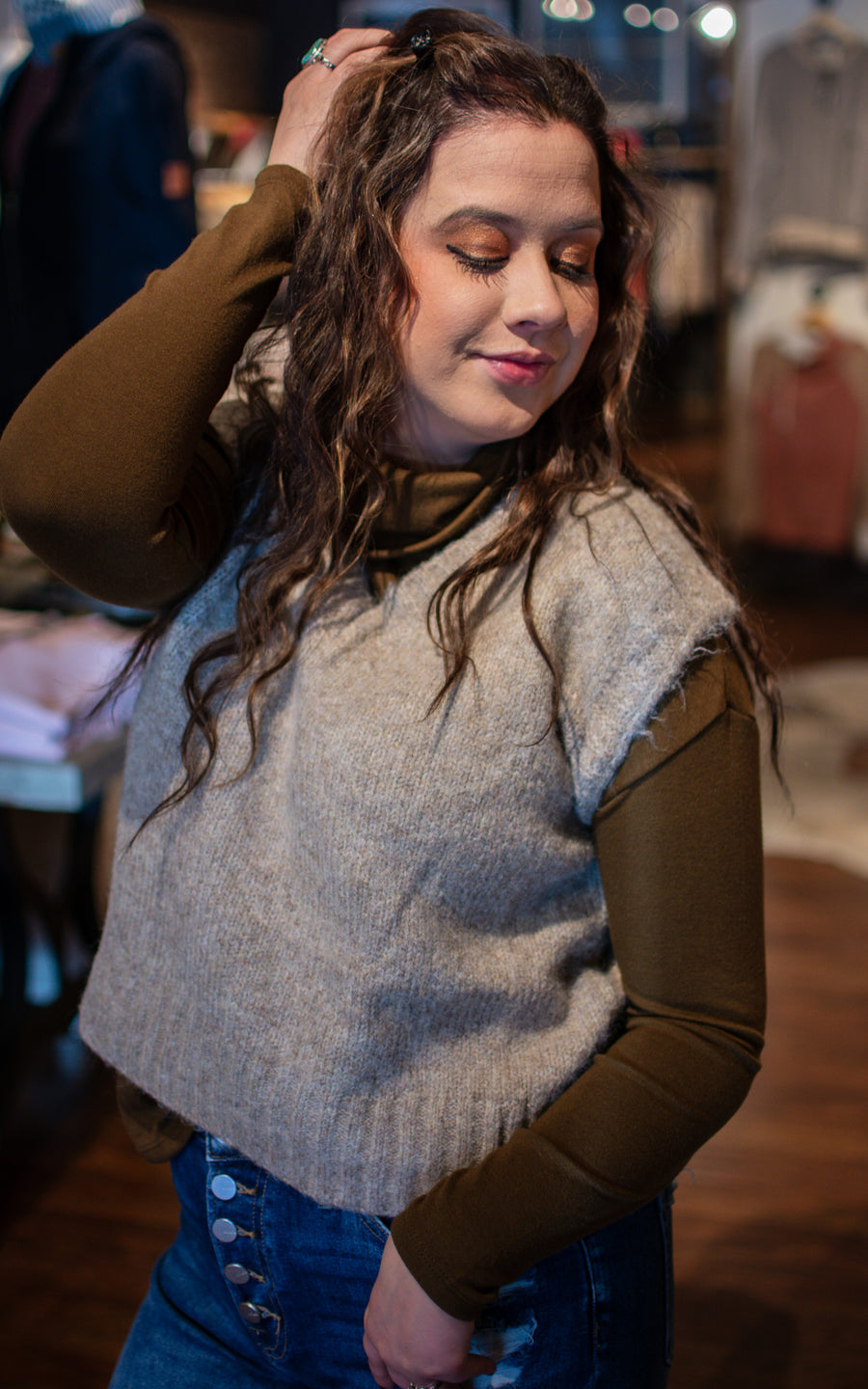 Varsity Cropped Sweater Vest