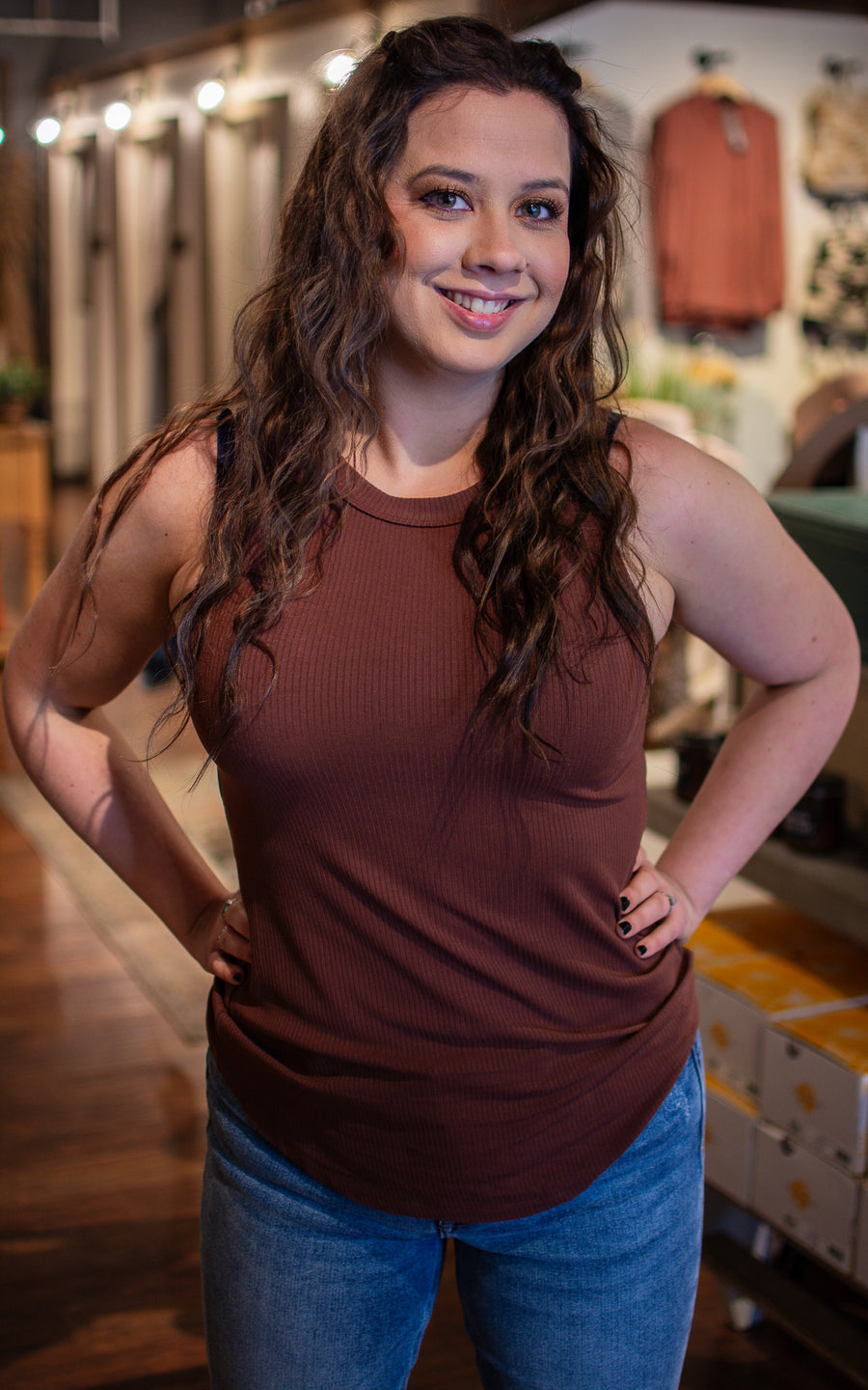 Chocolate Ribbed Tank Top