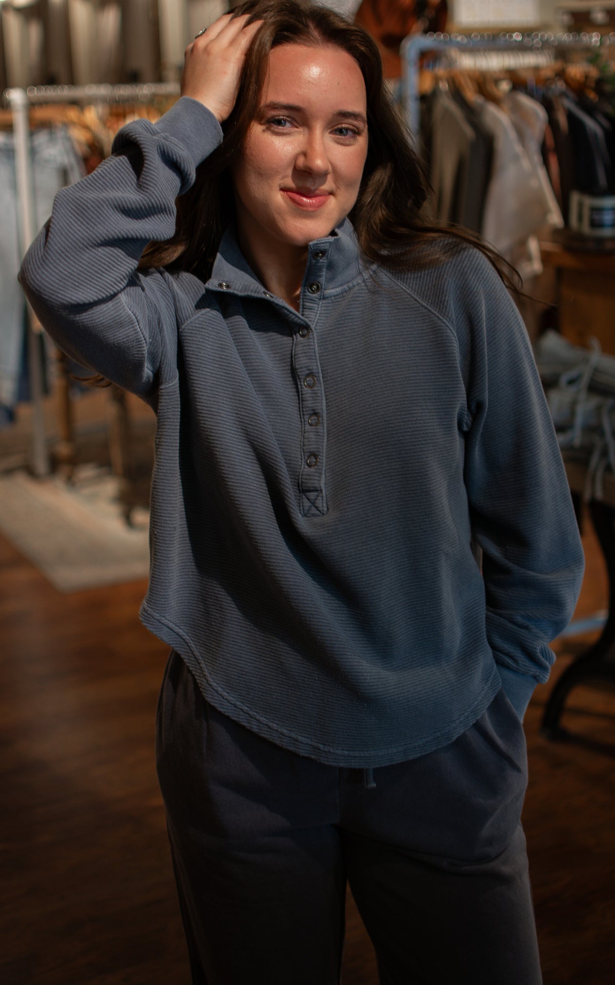Jet Off Quarter Button Sweatshirt