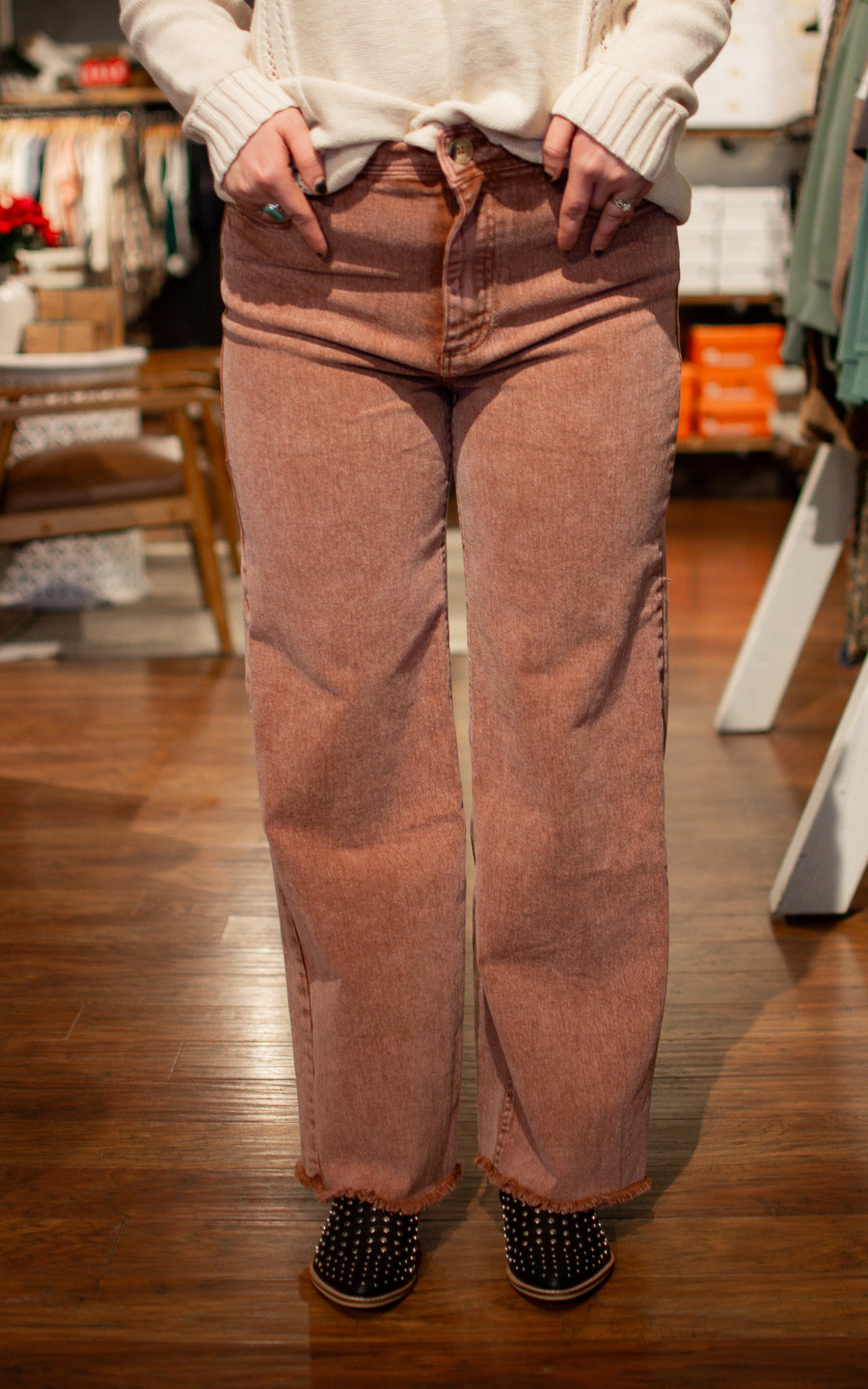 Rusty Suede Straight Leg Jean