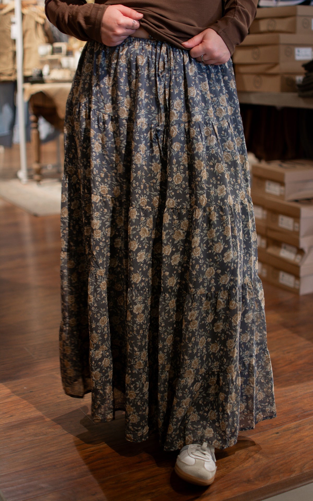 Steely Blue Maxi Skirt