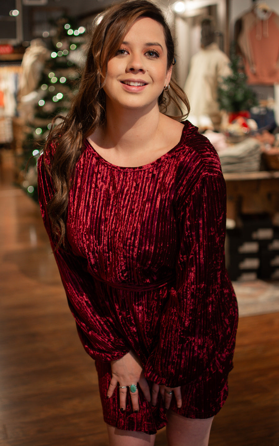 Ruby Wine Velvet Dress