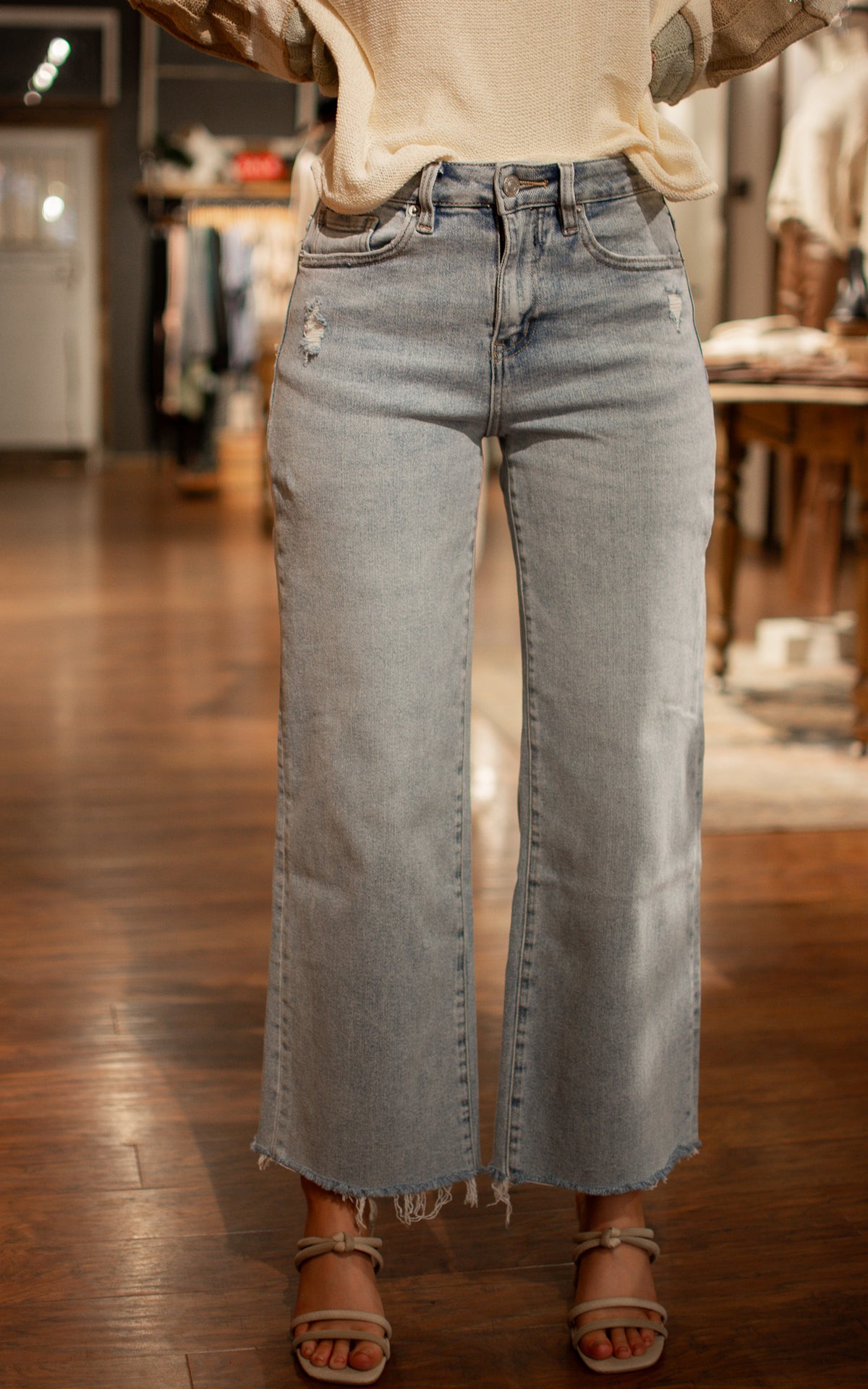 Electric Blue Ankle Mica Jeans