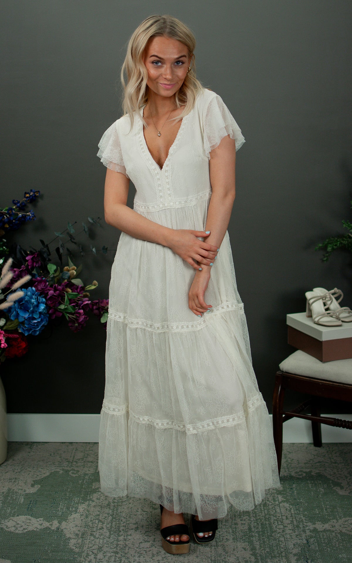 Bride To Be Lace Maxi Dress