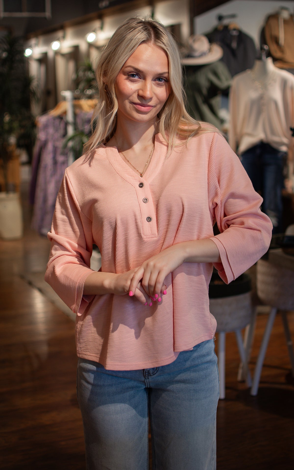 Flatter Me Waffle Knit Top