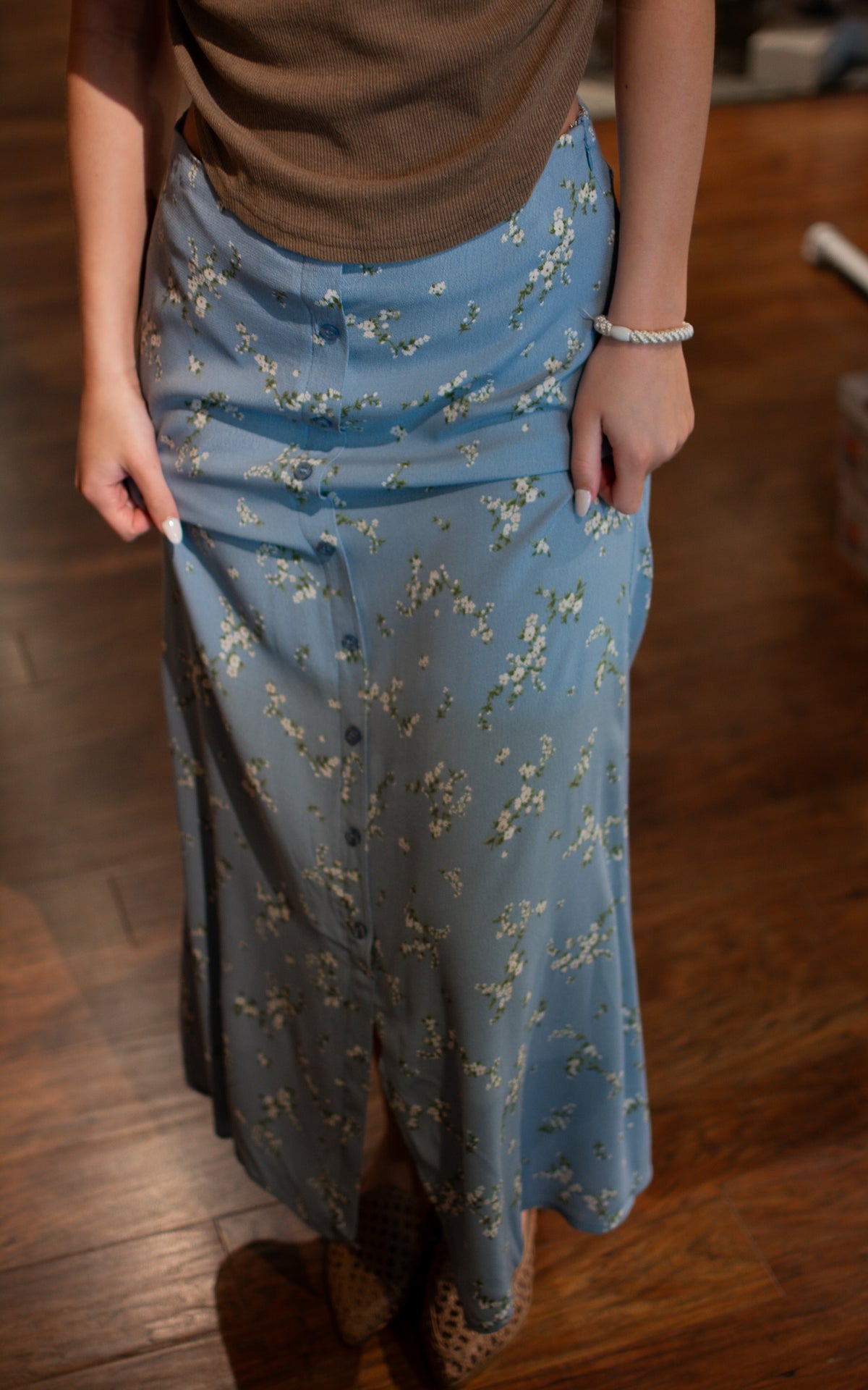 Downtown Blue Midi Skirt