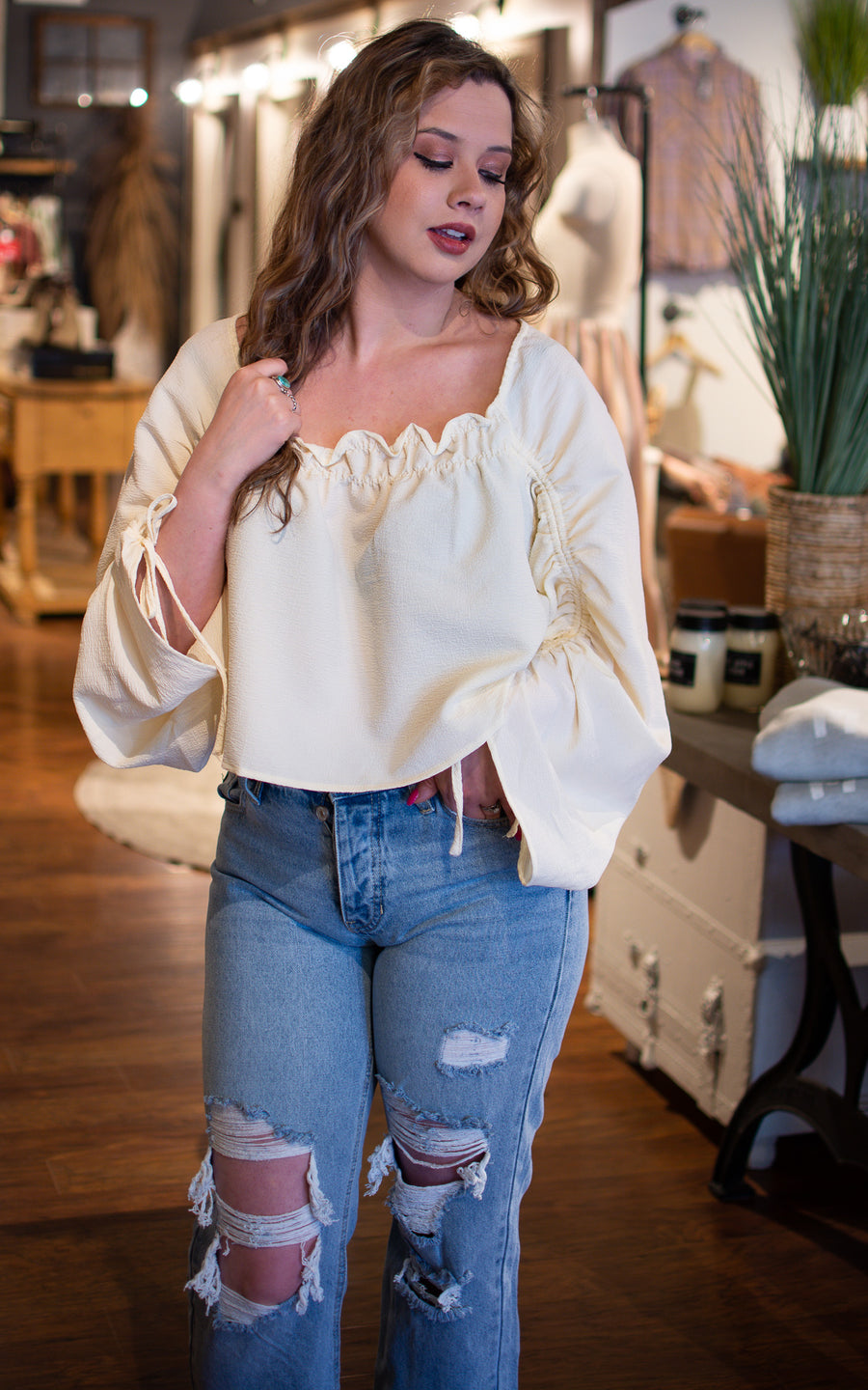 Kira Cinch Sleeve Blouse