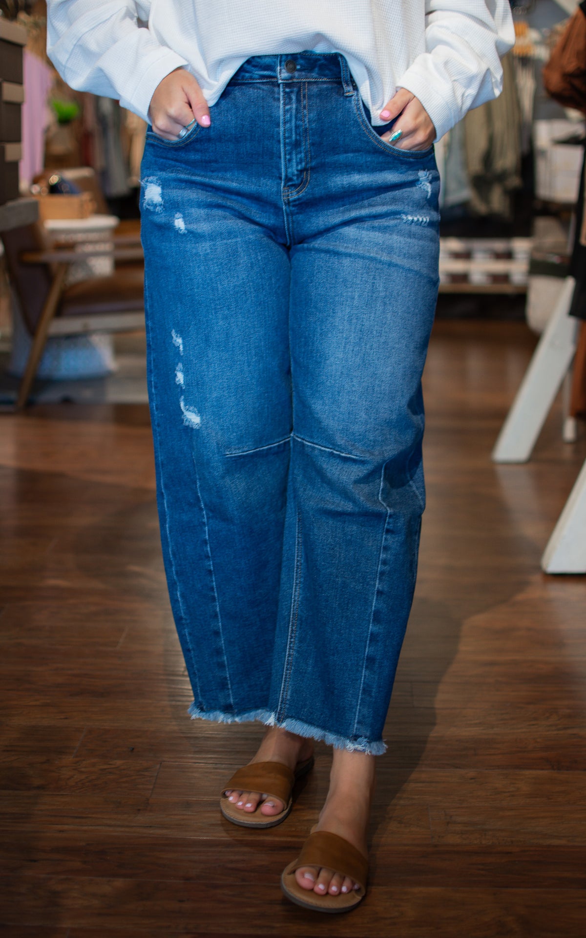 Sapphire Ankle Barrel Mica Jeans