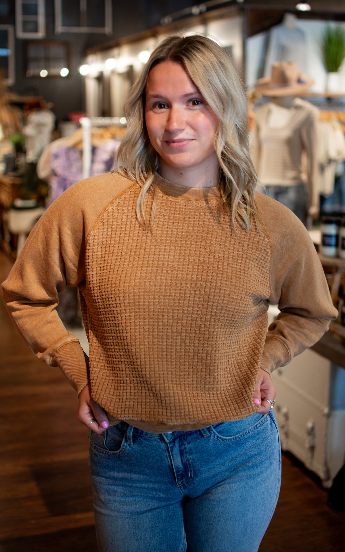 Boyfriends Waffle Knit Long Sleeve