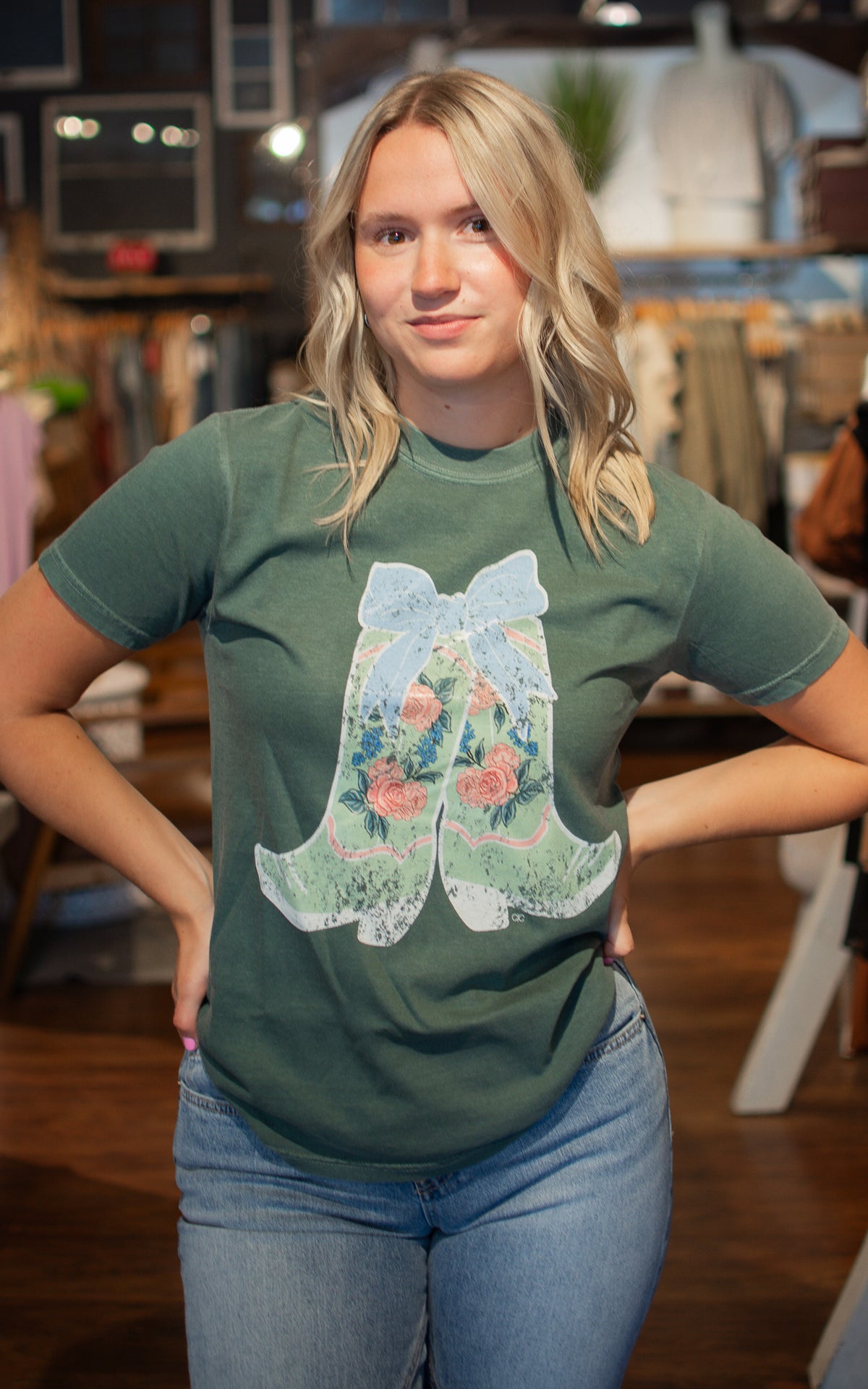 Cowgirl Floral Boots Graphic Tee