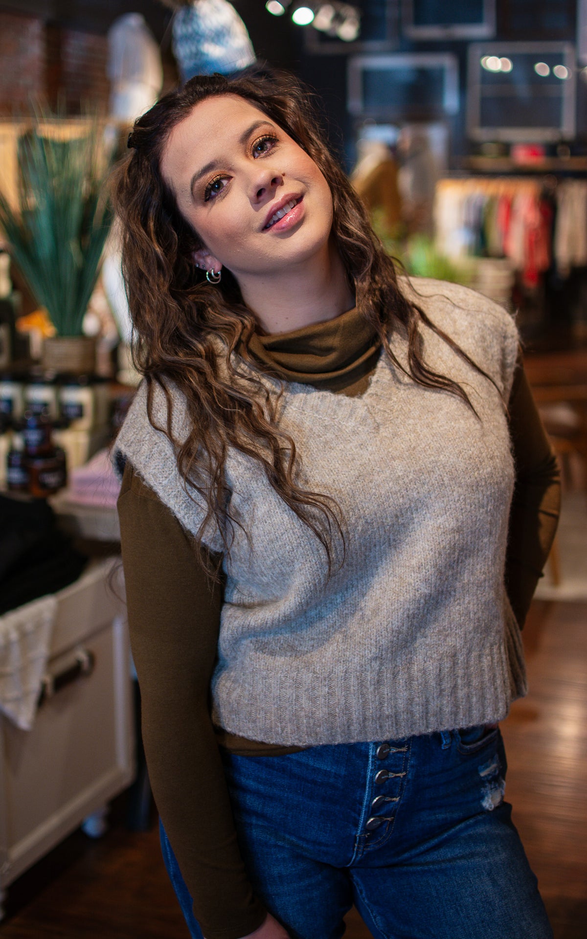 Varsity Cropped Sweater Vest