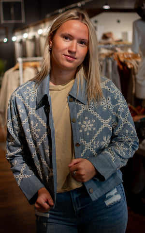 Elegant Embroidered Denim Jacket