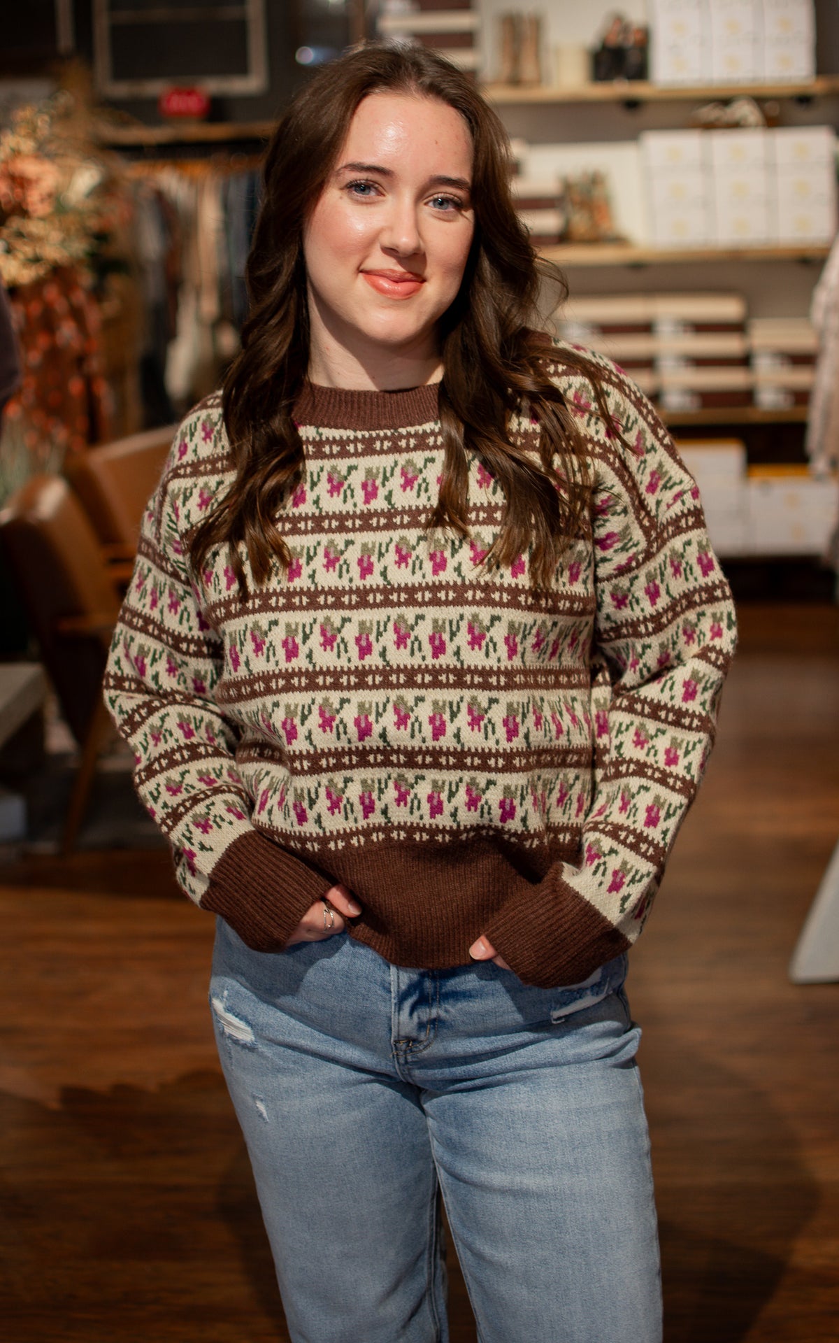 Plumeria Print Sweater