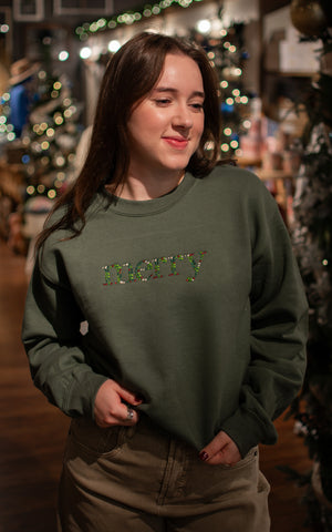 Floral Merry Embroidered Holiday Crew