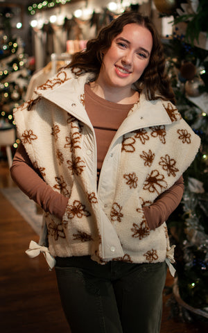 Chai Floral Sherpa Vest