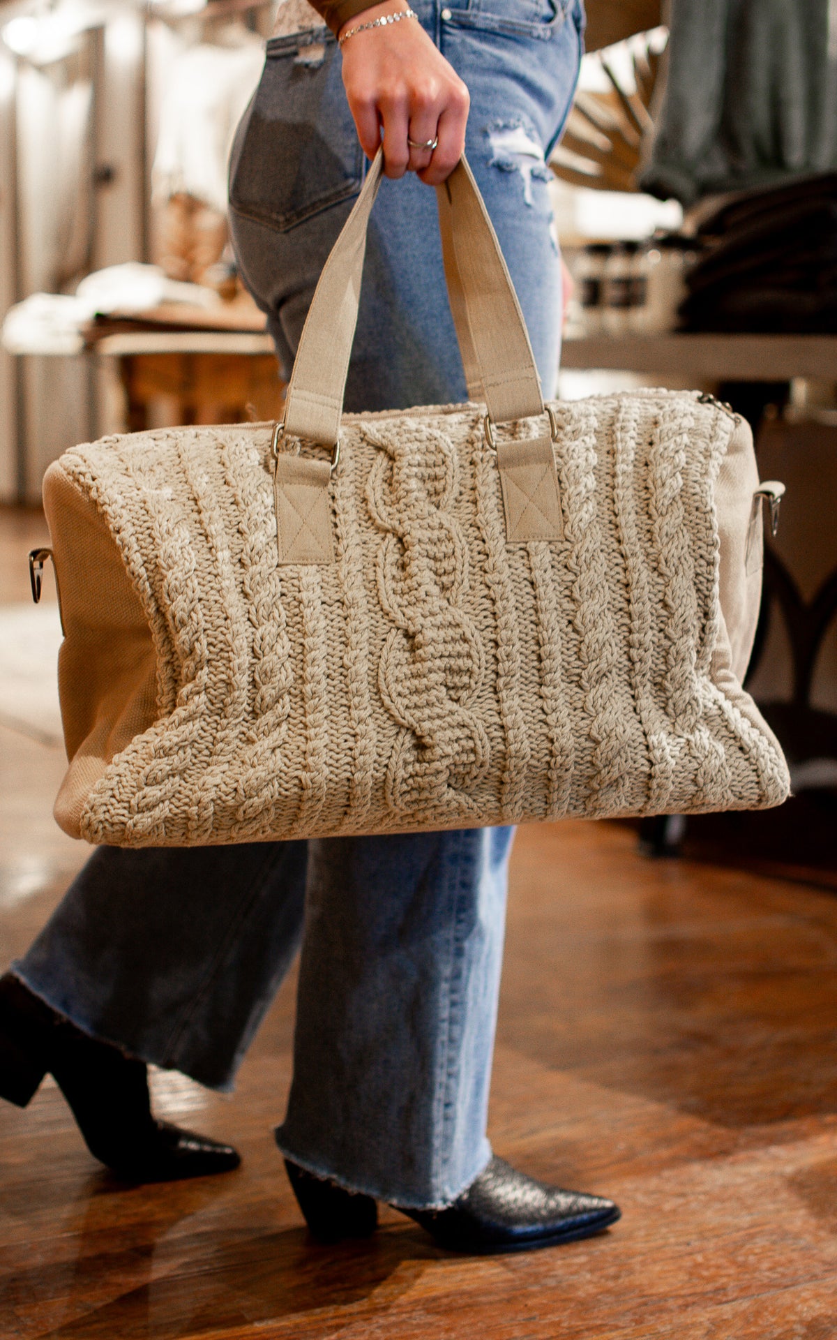 Cable Knit Duffel Bag