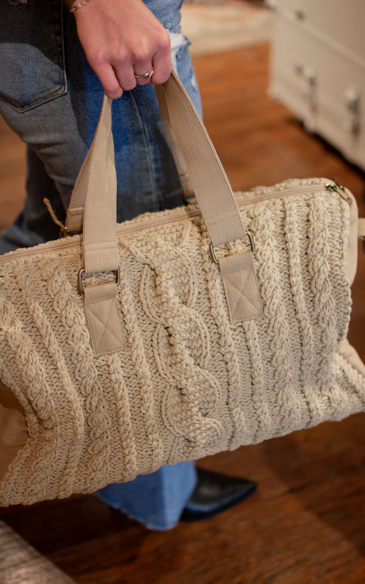 Cable Knit Duffel Bag