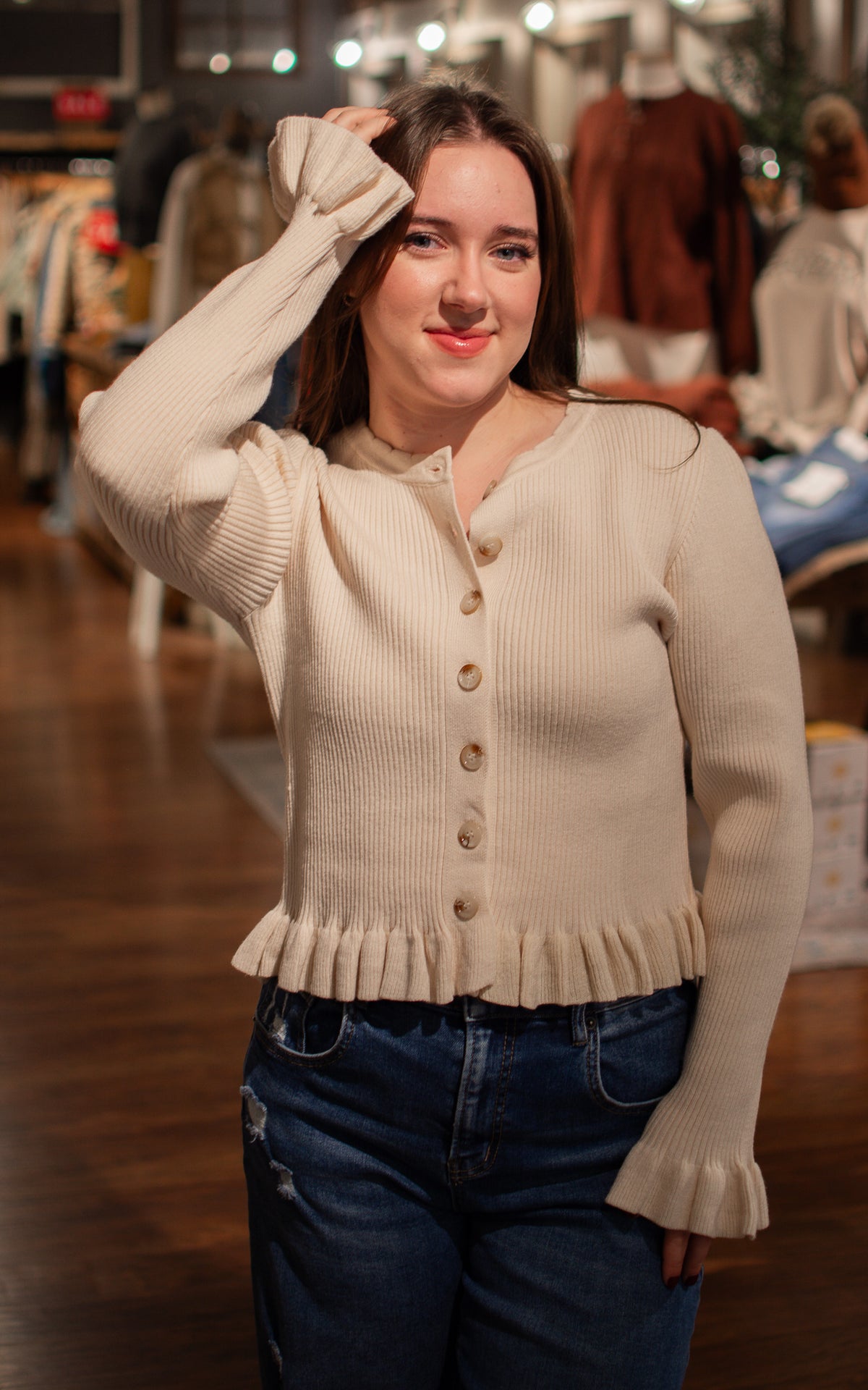 Marsha Ruffle Cardigan Top