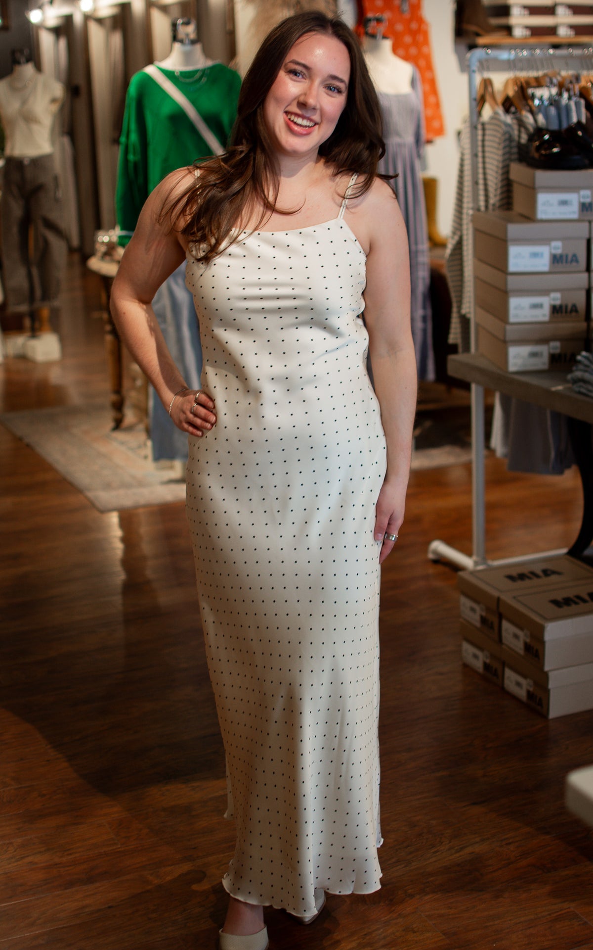 Polka-Dot Dean's List Midi Dress