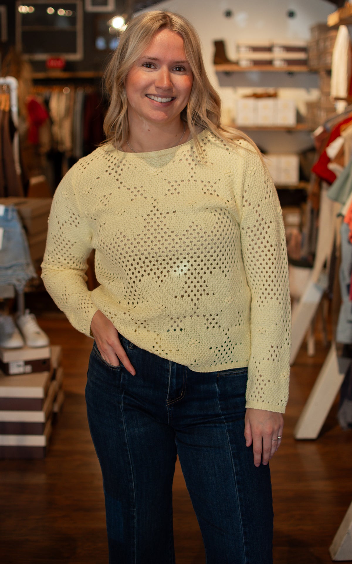 Summer Flower Boat Neck Long Sleeve