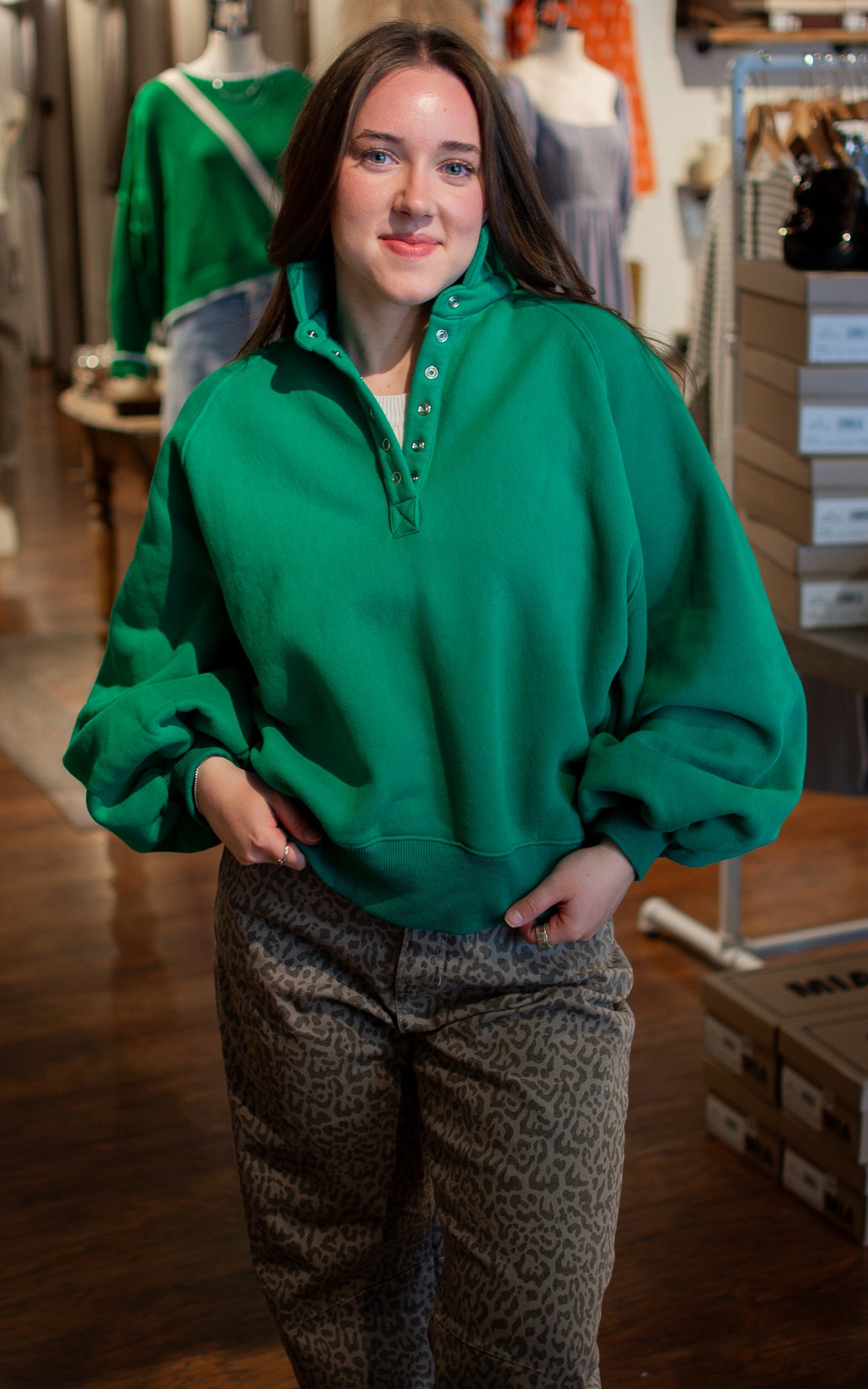 Lucky Me Snap Sweatshirt