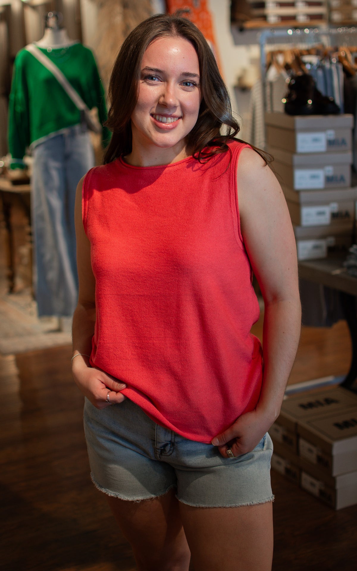 Flirty Coral Sweater Tank Top