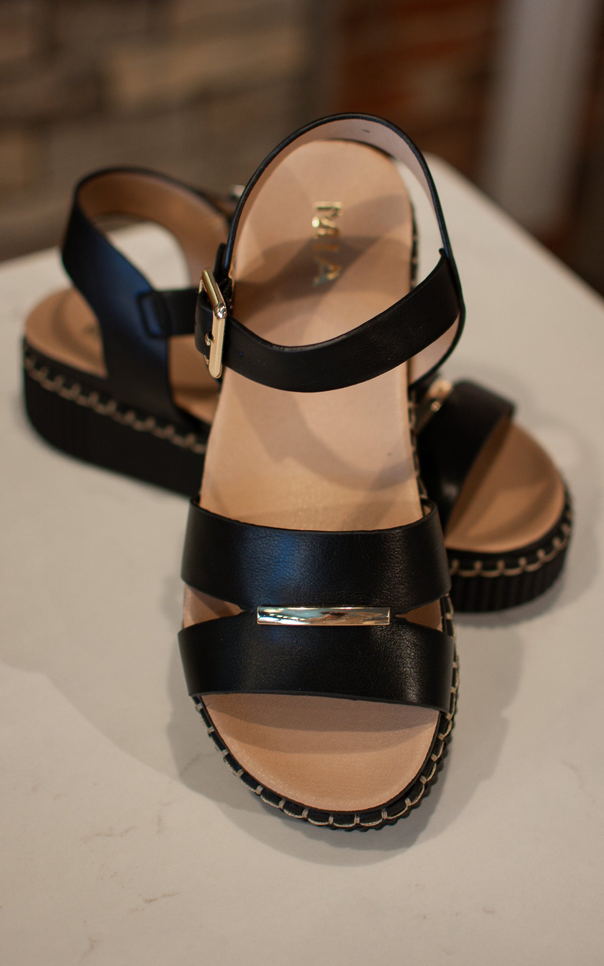 Jacklyn Black Strap Sandals