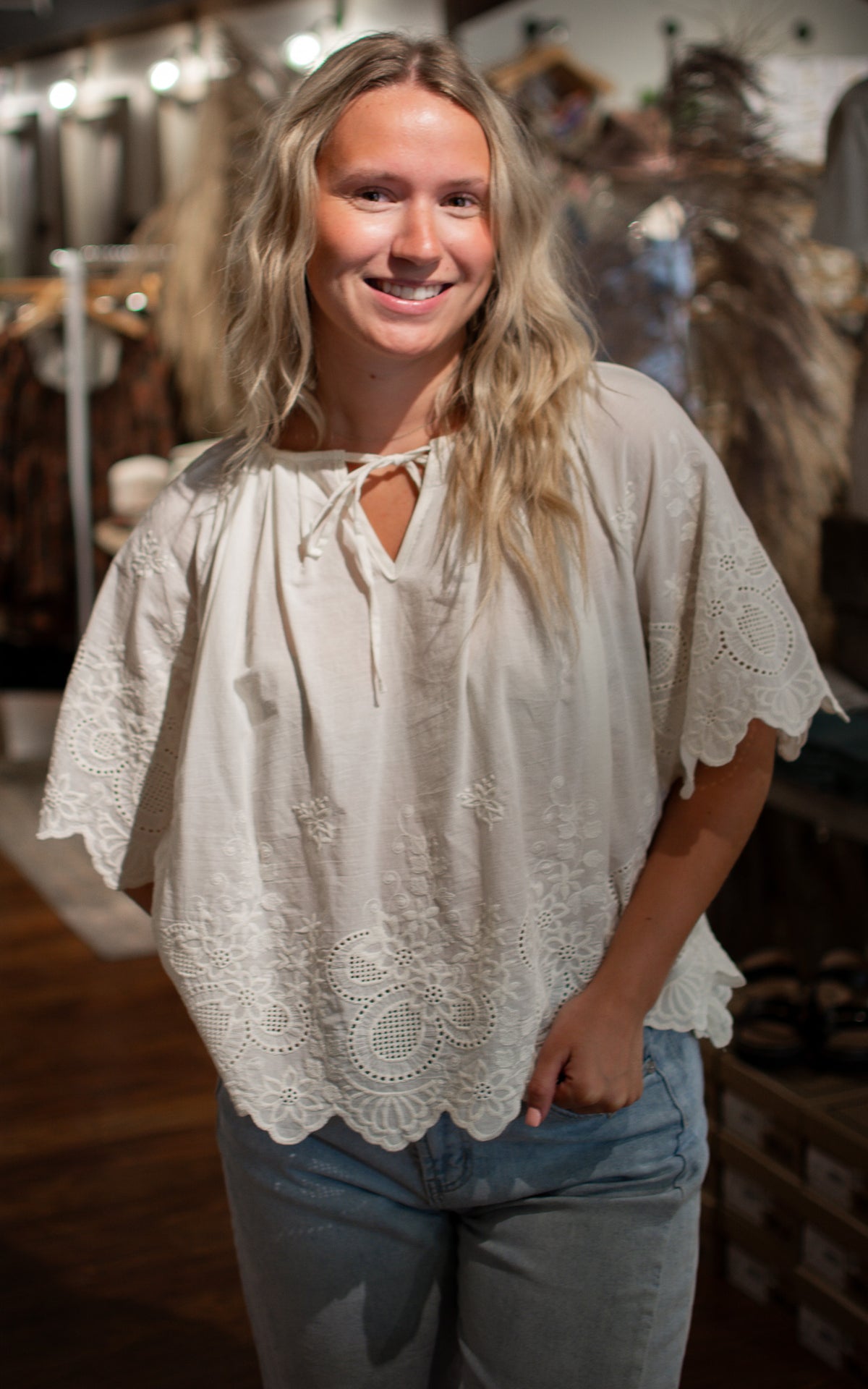 Mykonos Eyelet Cotton Blouse