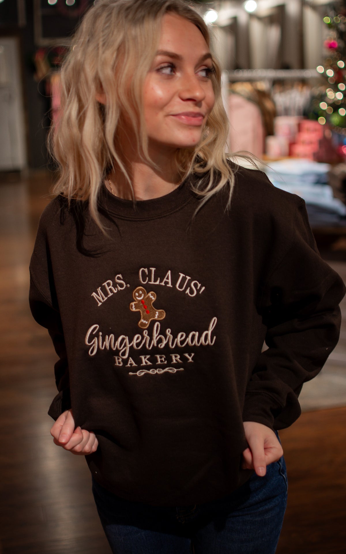 Gingerbread Bakery Embroidery Crewneck