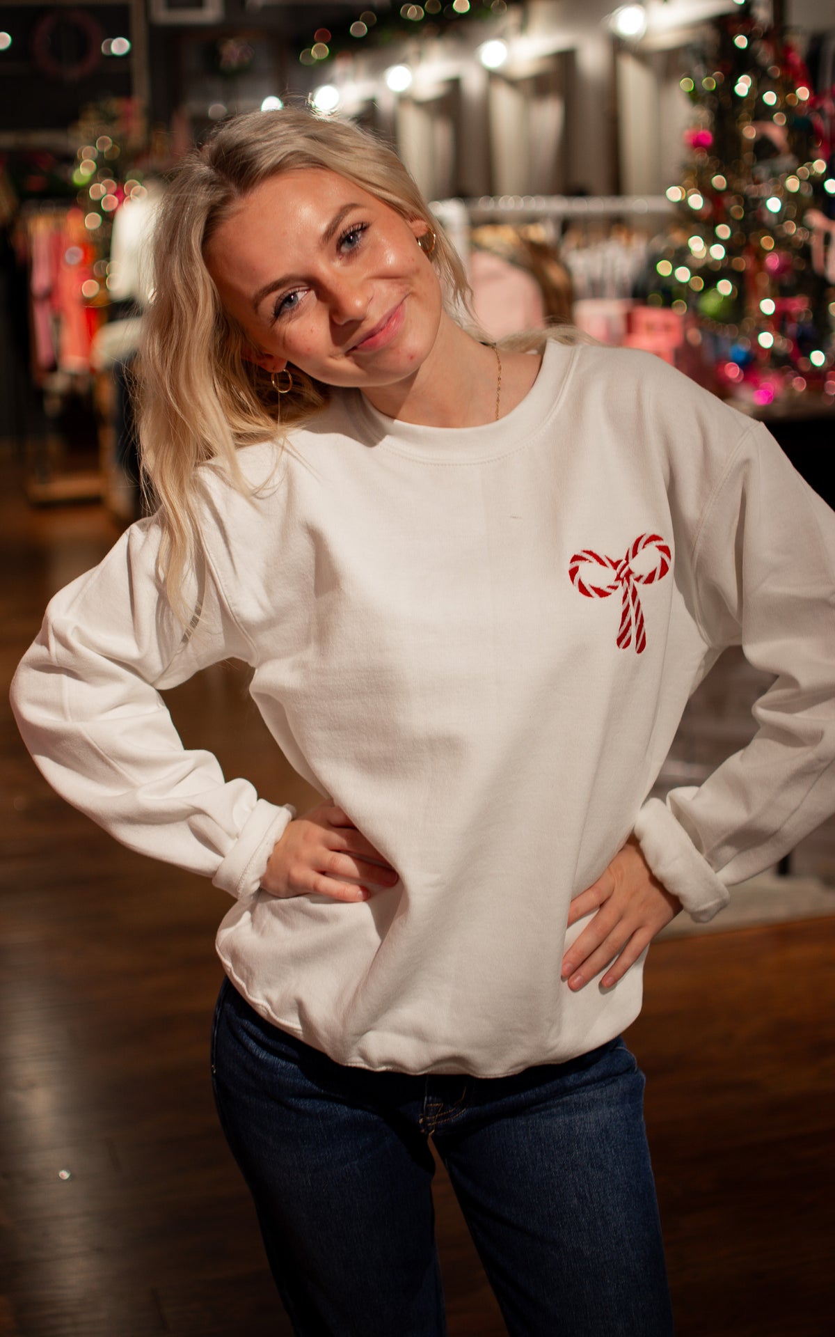 Candy Cane Lane Embroidered Crewneck