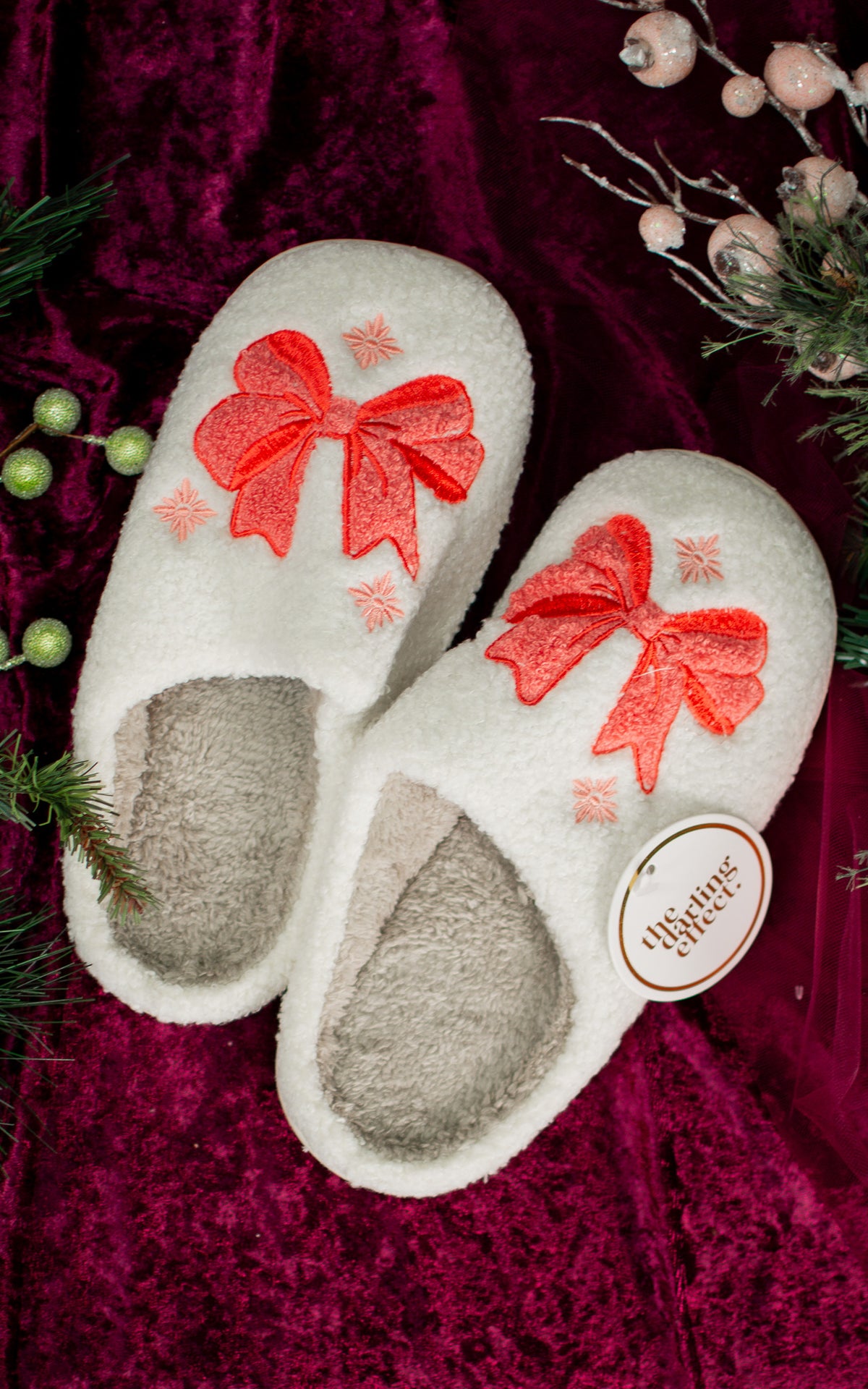 Bow Holiday Slippers