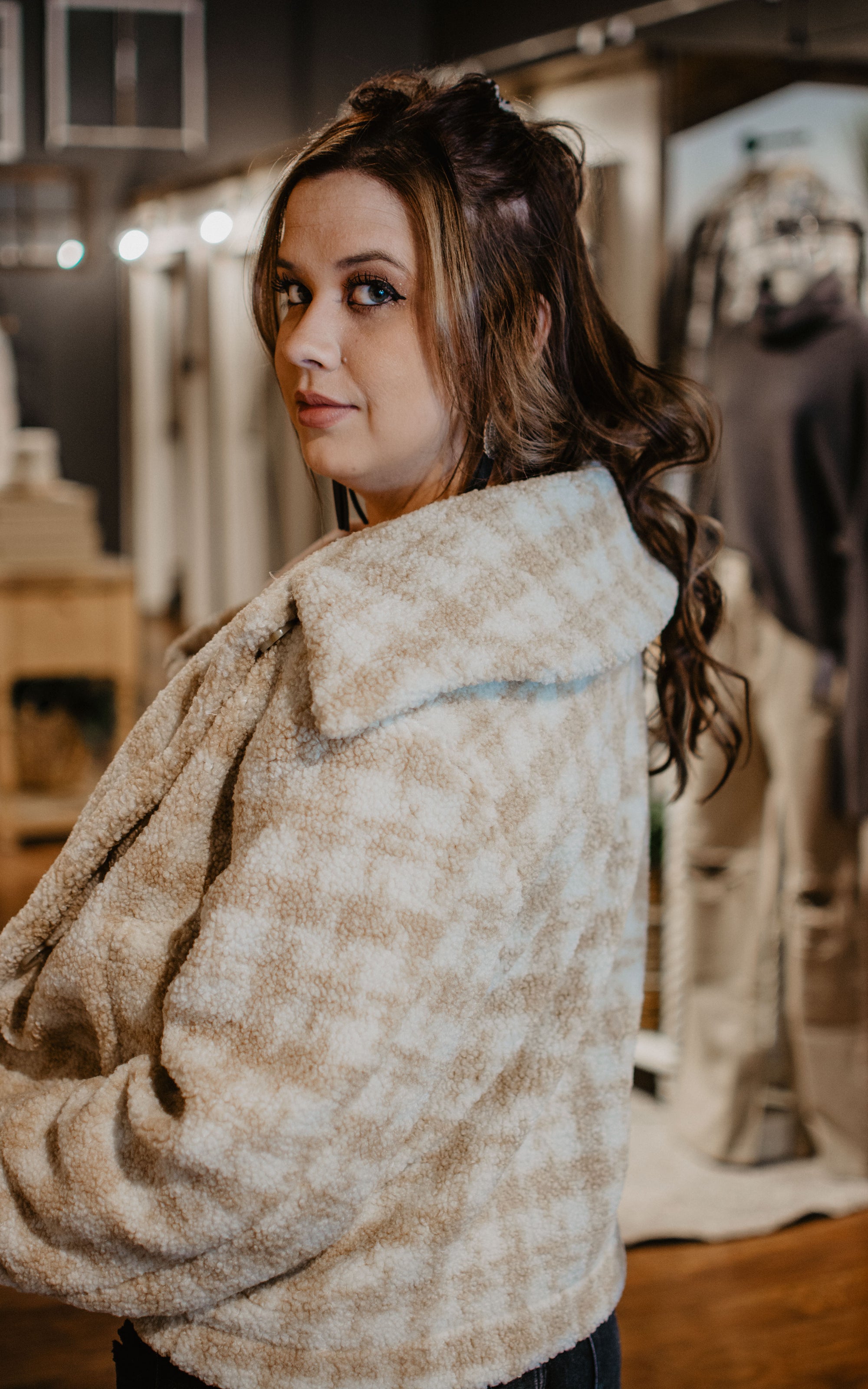 Houndstooth Caramel Jacket Claim Clothing